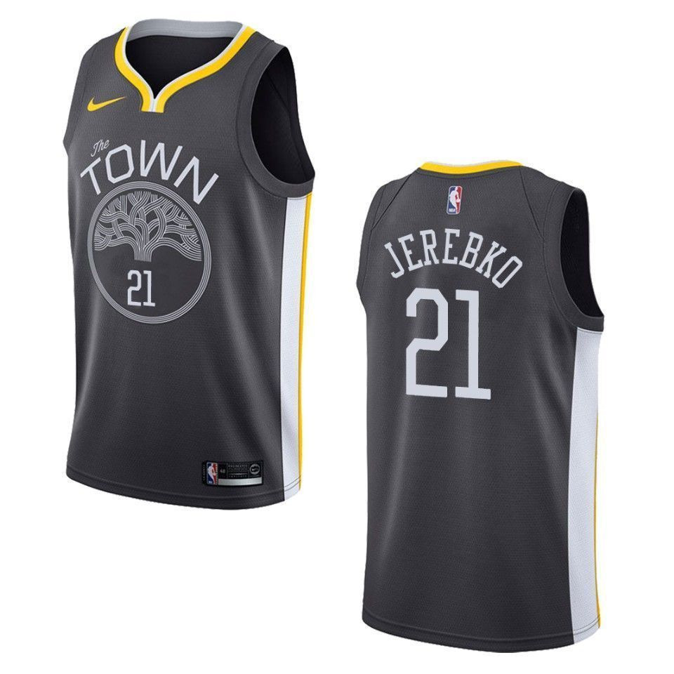 Golden State Warriors 21 Jonas Jerebko Statement Swingman Black NBA Jersey Men's