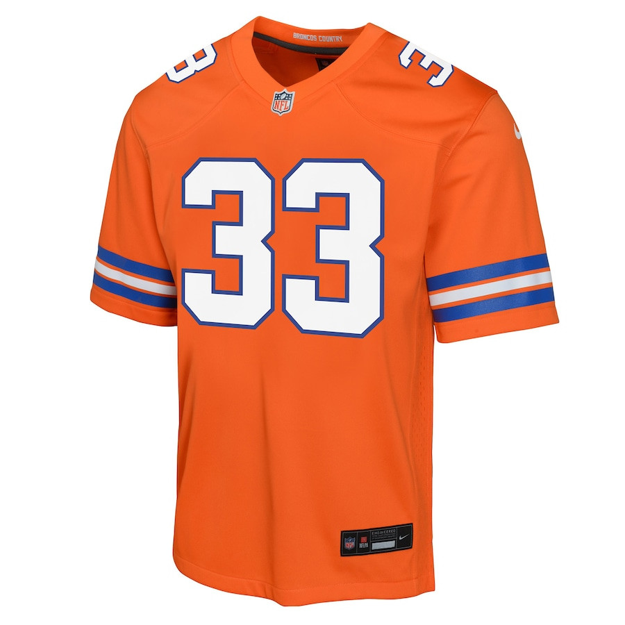 Javonte Williams 33 Denver Broncos Mile High Collection 1977 Throwback Game Orange NFL Jersey Youth