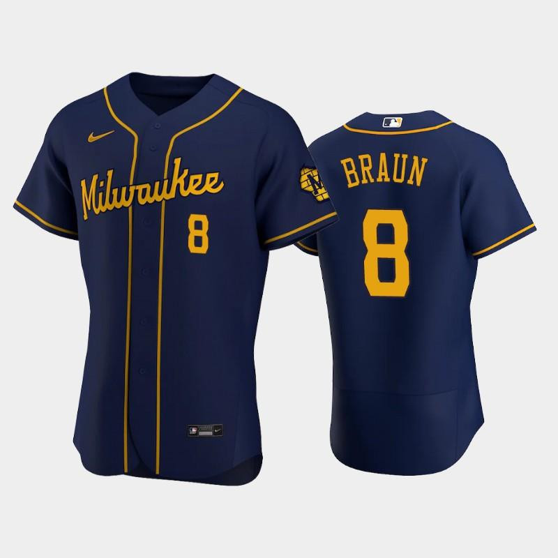 Milwaukee Brewers 8 Ryan Braun Alternate Team Navy MLB Jersey Men's