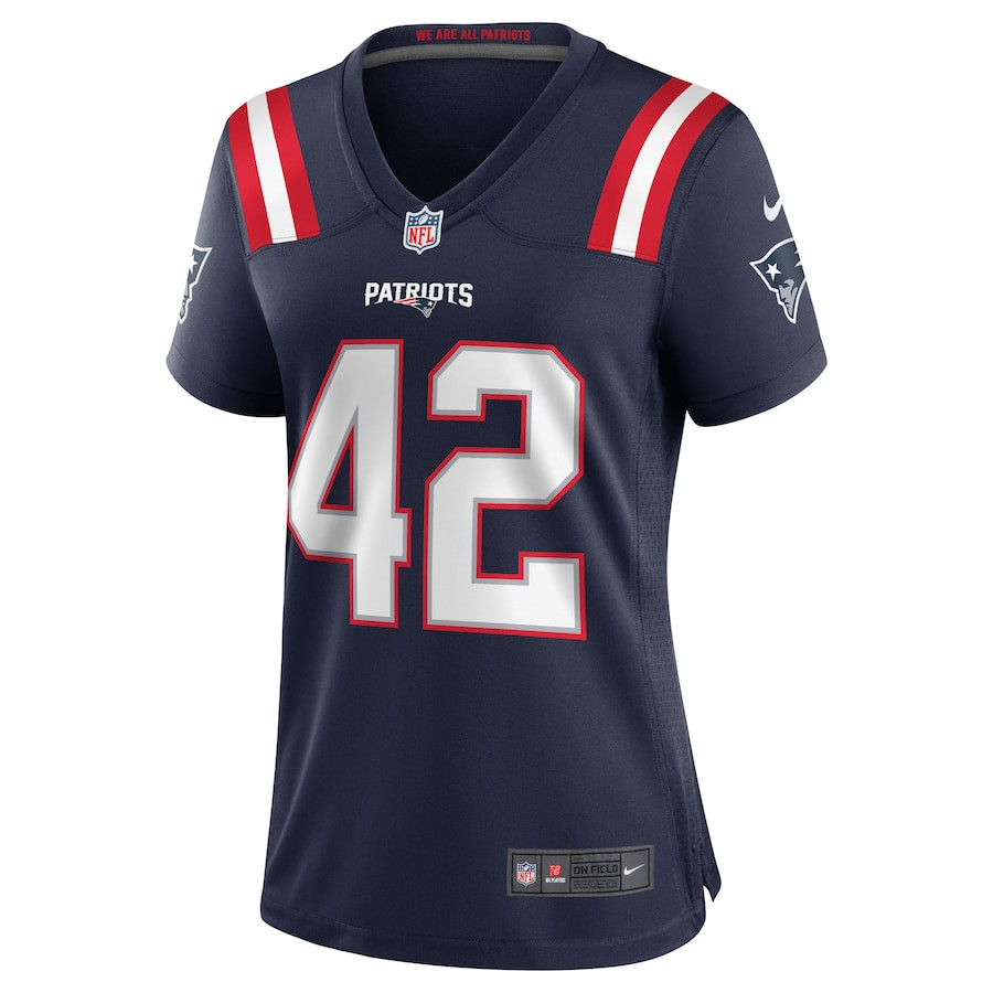 J.J. Taylor 42 New England Patriots Team Game Navy NFL Jersey Women's