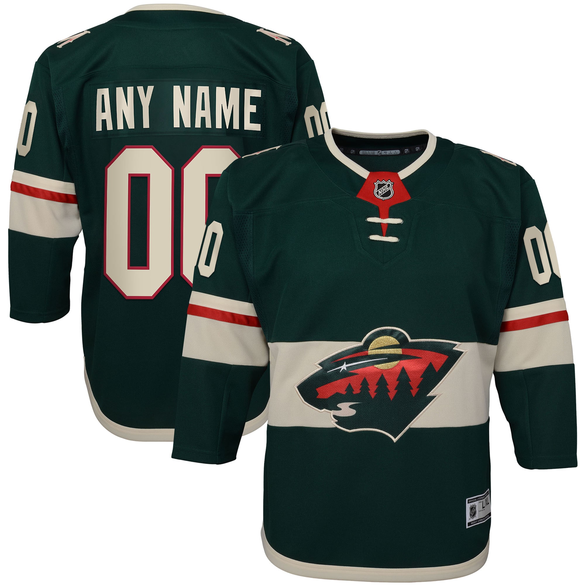 Minnesota Wild Green Home Premier Custom NHL Jersey Youth