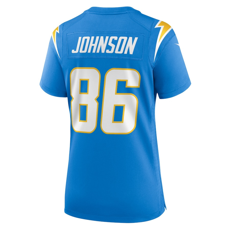 Cornelius Johnson 86 Los Angeles Chargers Game Powder Blue NFL Jersey Women's
