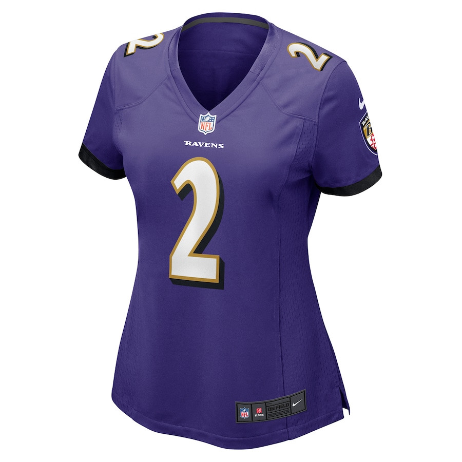 Nate Wiggins 2 Baltimore Ravens Game Purple NFL Jersey Women's