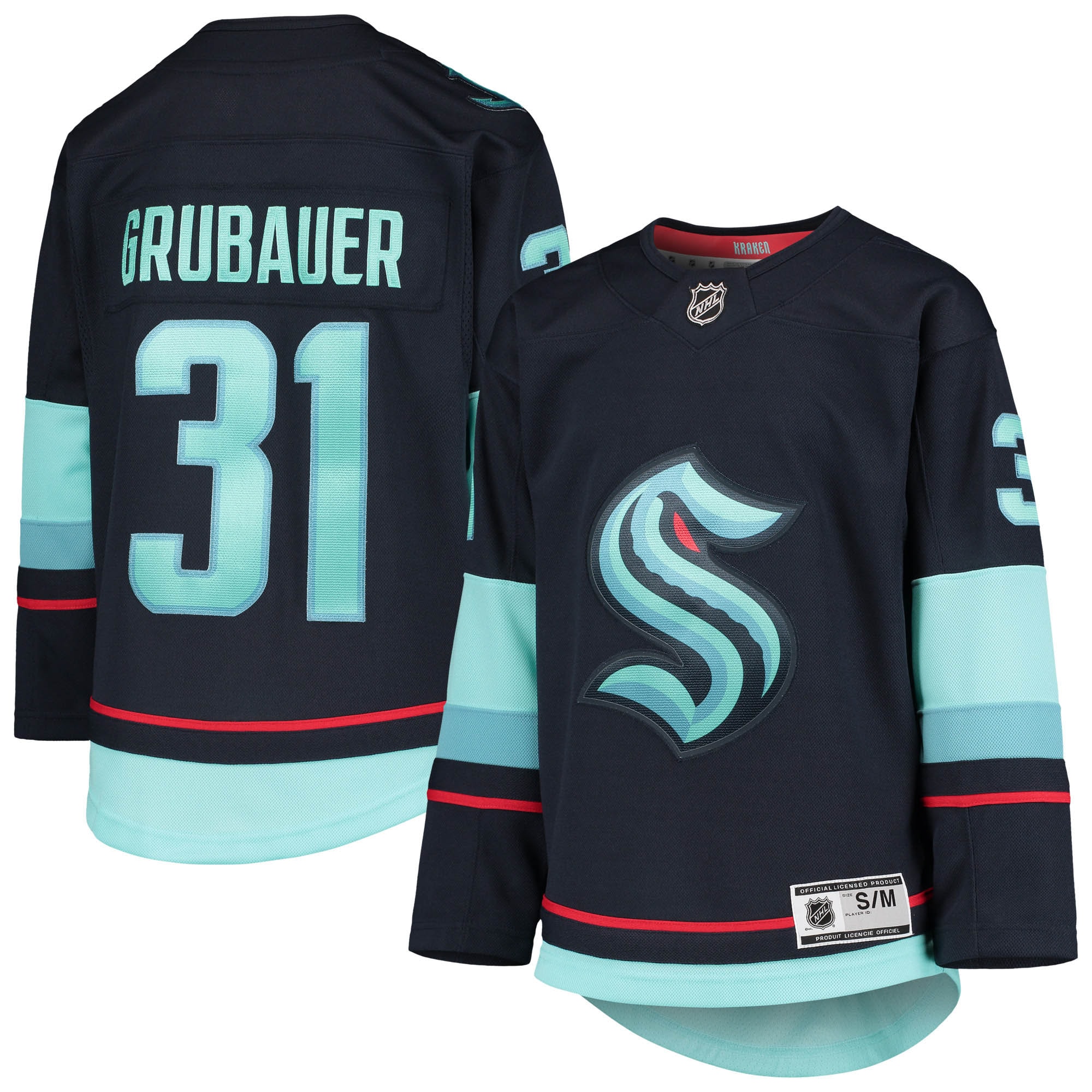 Seattle Kraken Philipp Grubauer Deep Sea Blue Home Premier Player NHL Jersey Youth
