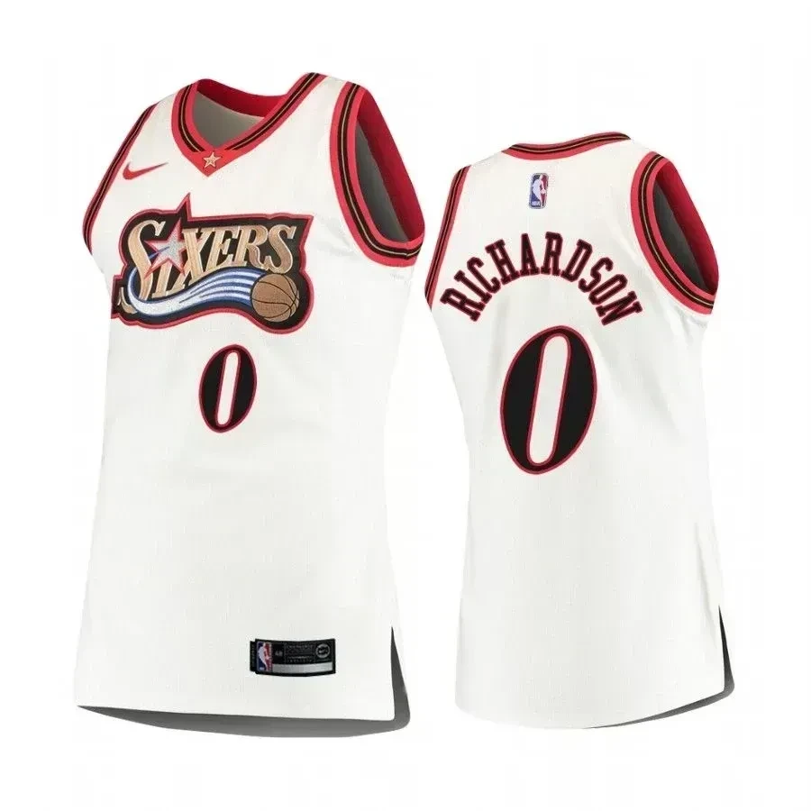 Philadelphia 76ers 0 Josh Richardso White Hardwood Classics NBA Jersey Men's