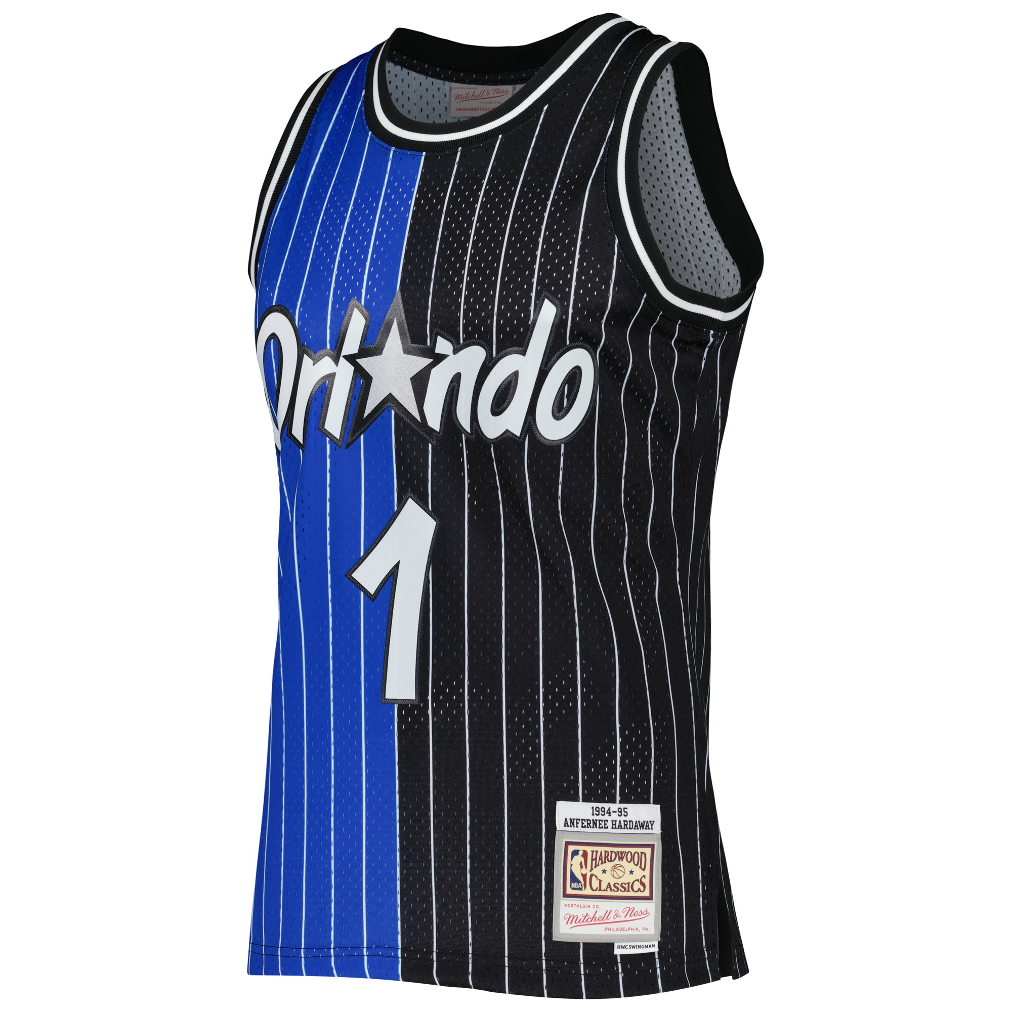 Mitchell Ness Penny Hardaway Blue/Black Orlando Magicc Hardwood Classics 1994/95 Split Swingman NBA Jersey Men's