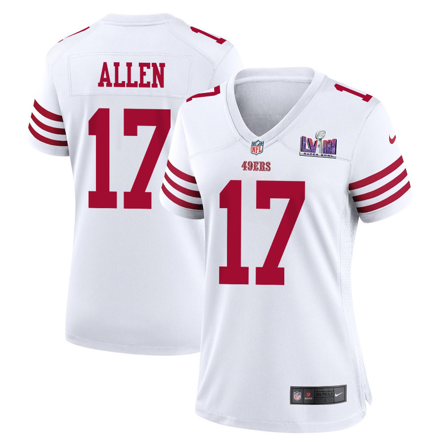 Brandon Allen 17 San Francisco 49ers Super Bowl LVIII Patch Game White NFL Jersey Women's
