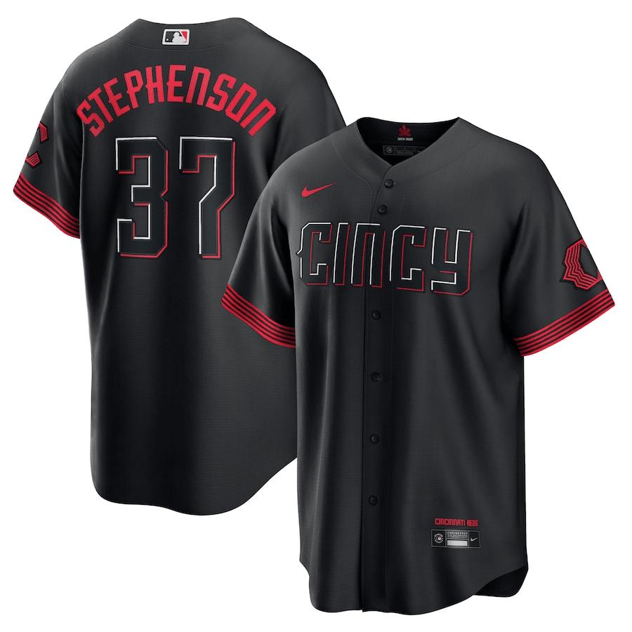 Tyler Stephenson 37 Cincinnati Reds 2023 City Connect Black MLB Jersey Men's