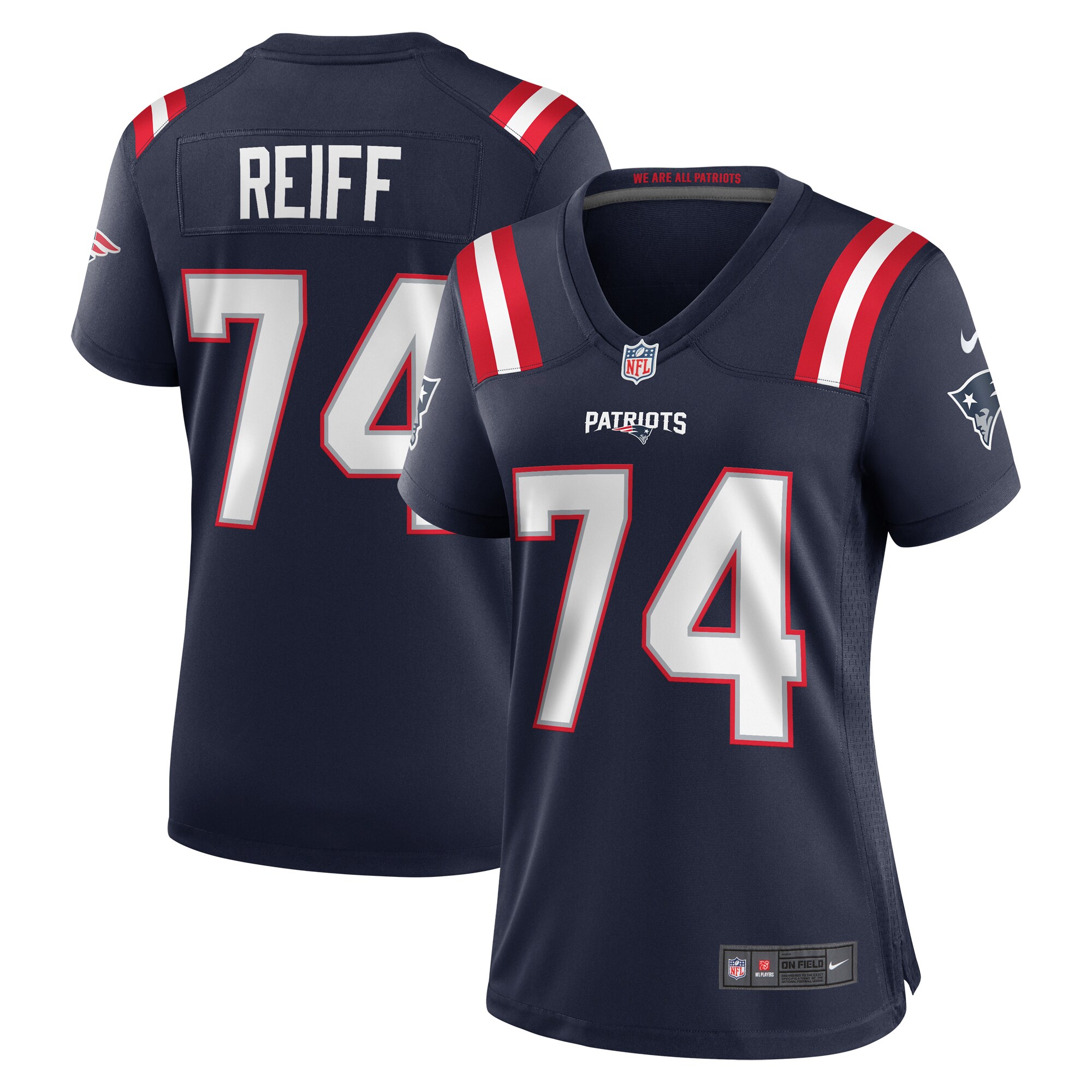 New England Patriots Riley Reiff Navy Game NFL Jersey Women's