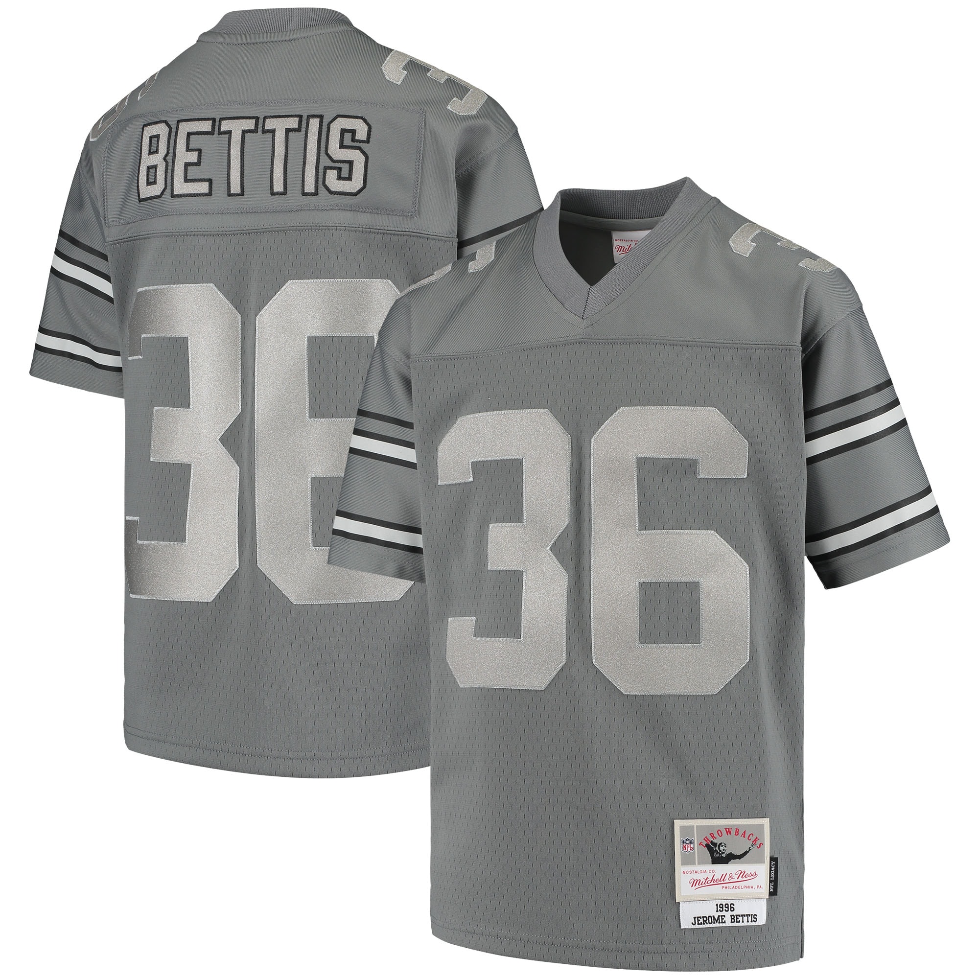 Pittsburgh Steelers Jerome Bettis Mitchell Ness Charcoal 1996 Retired Player Metal NFL Jersey Youth