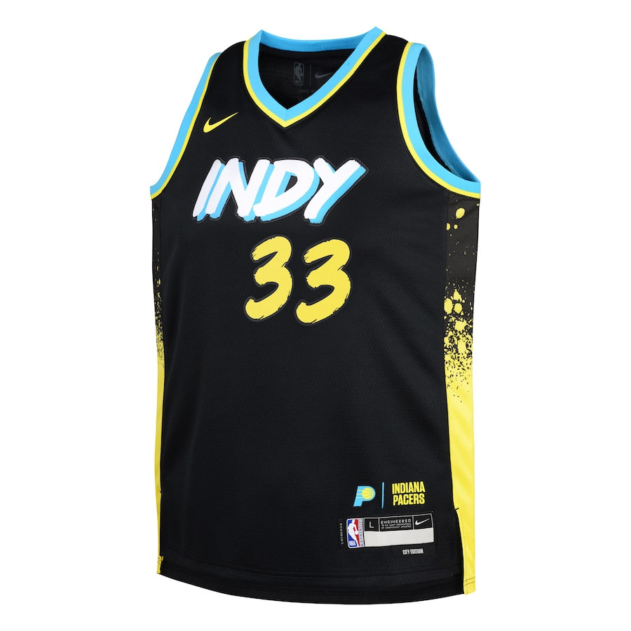 Myles Turner 33 Indiana Pacers 2023/24 City Edition Swingma Black NBA Jersey Youth