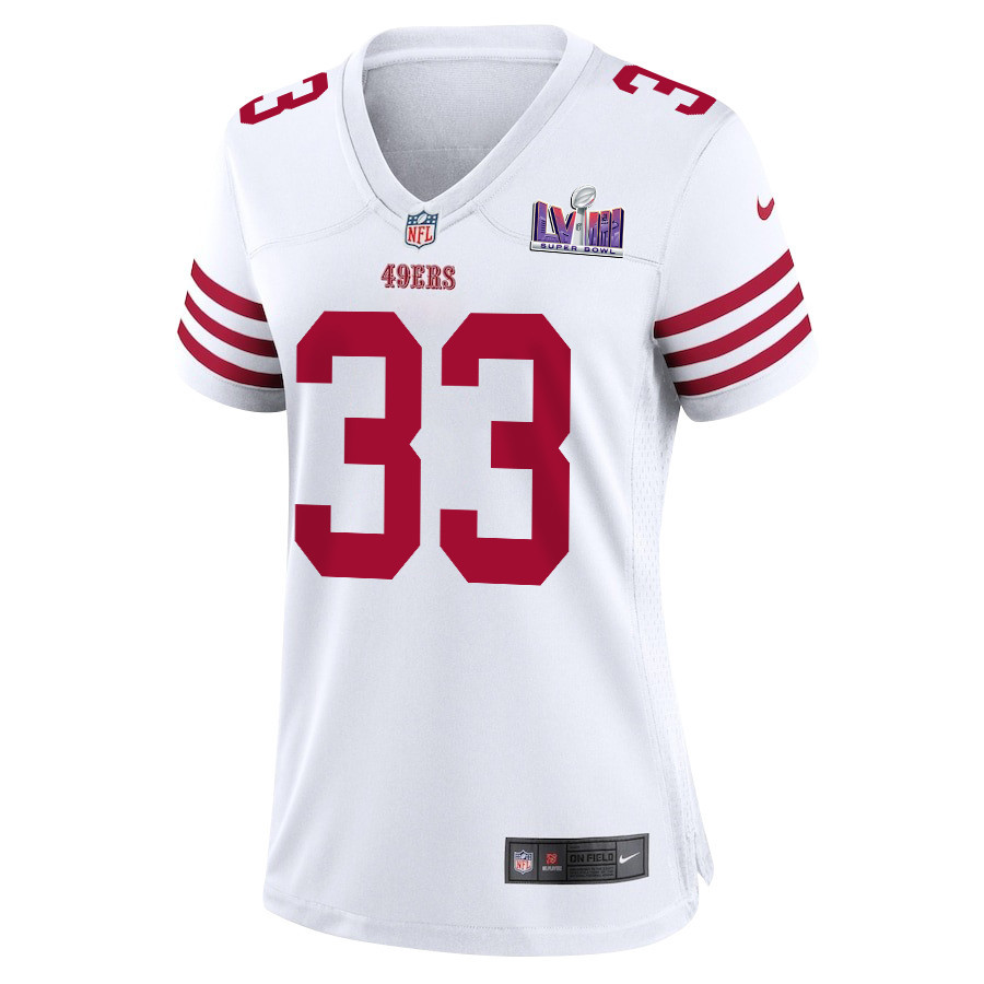 Logan Ryan 33 San Francisco 49ers Super Bowl LVIII Patch Game White NFL Jersey Women's