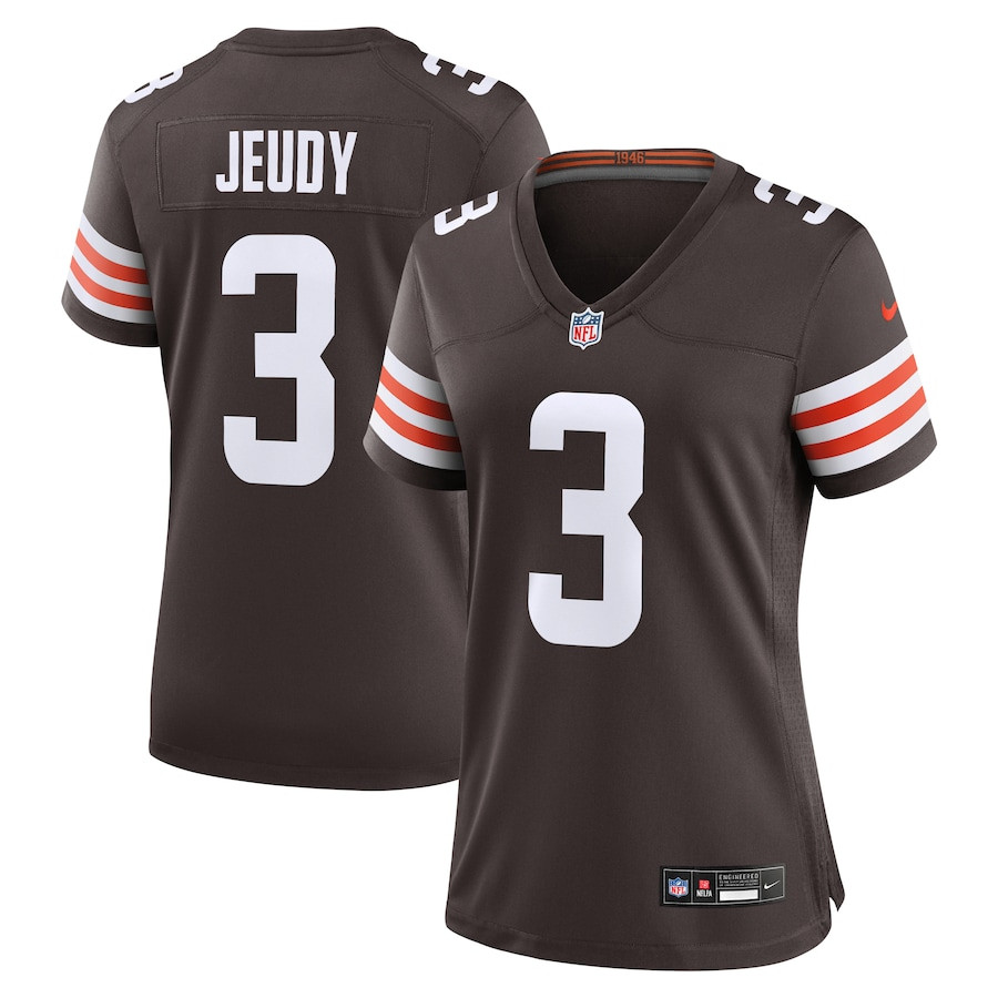 Jerry Jeudy 3 Cleveland Browns Game Brown NFL Jersey Women's