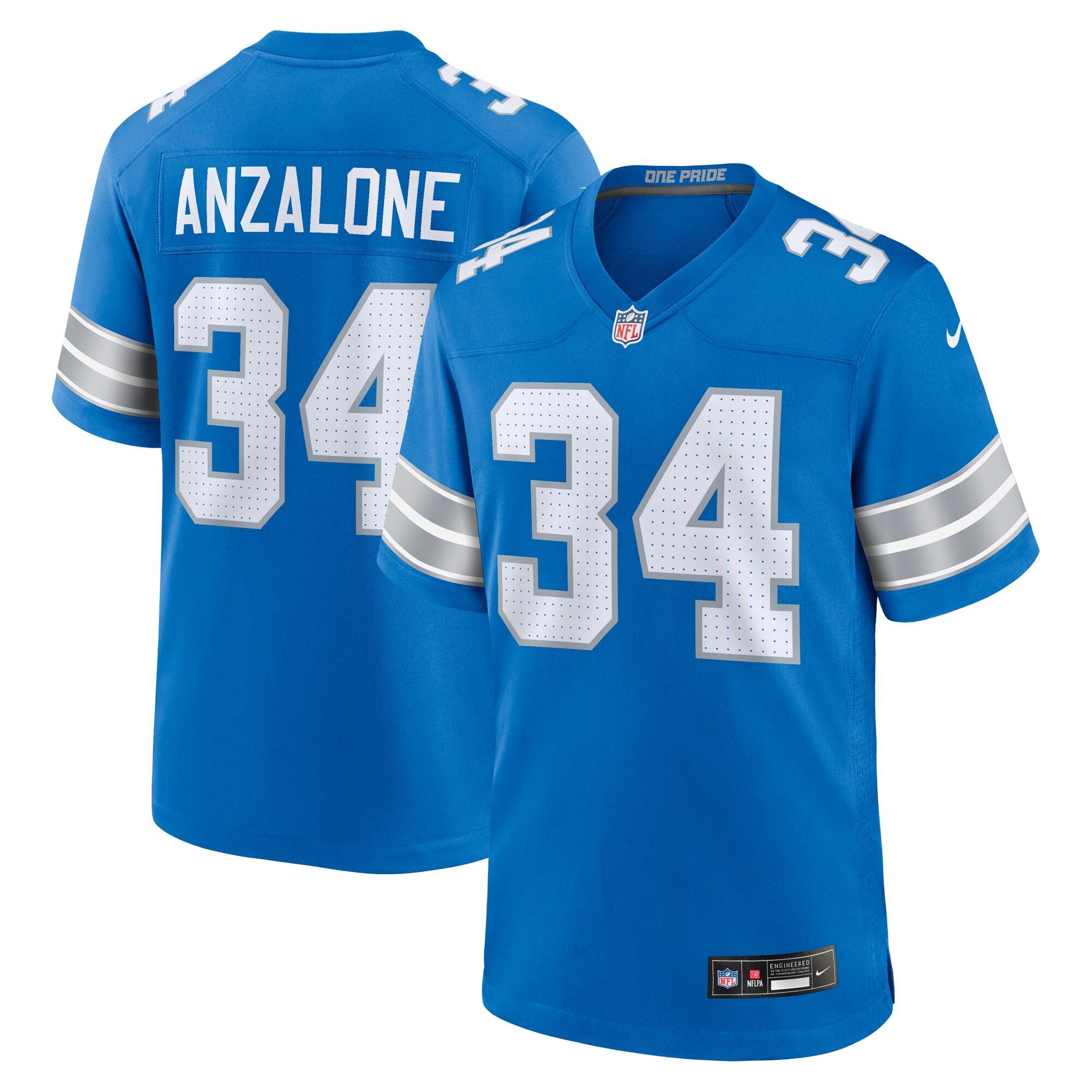Detroit Lions Alex Anzalone Blue Game NFL Jersey Men's