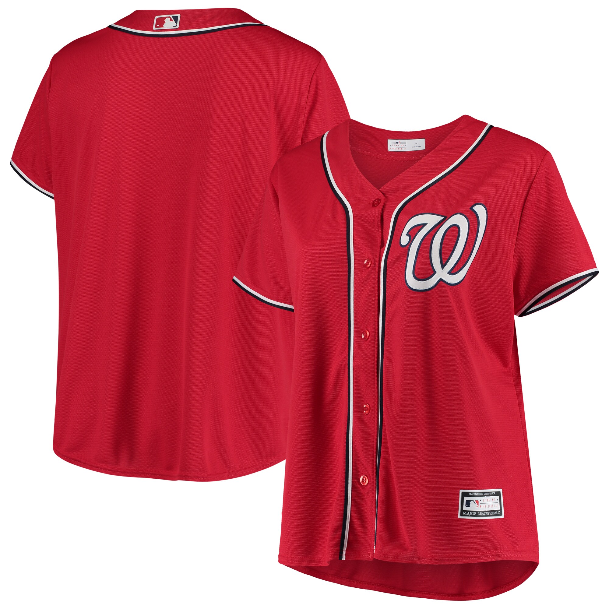 Washington Nationals Red Plus Size Alternate Team MLB Jersey Women's