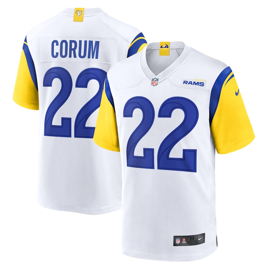 Blake Corum 22 Los Angeles Rams Game White NFL Jersey Men's
