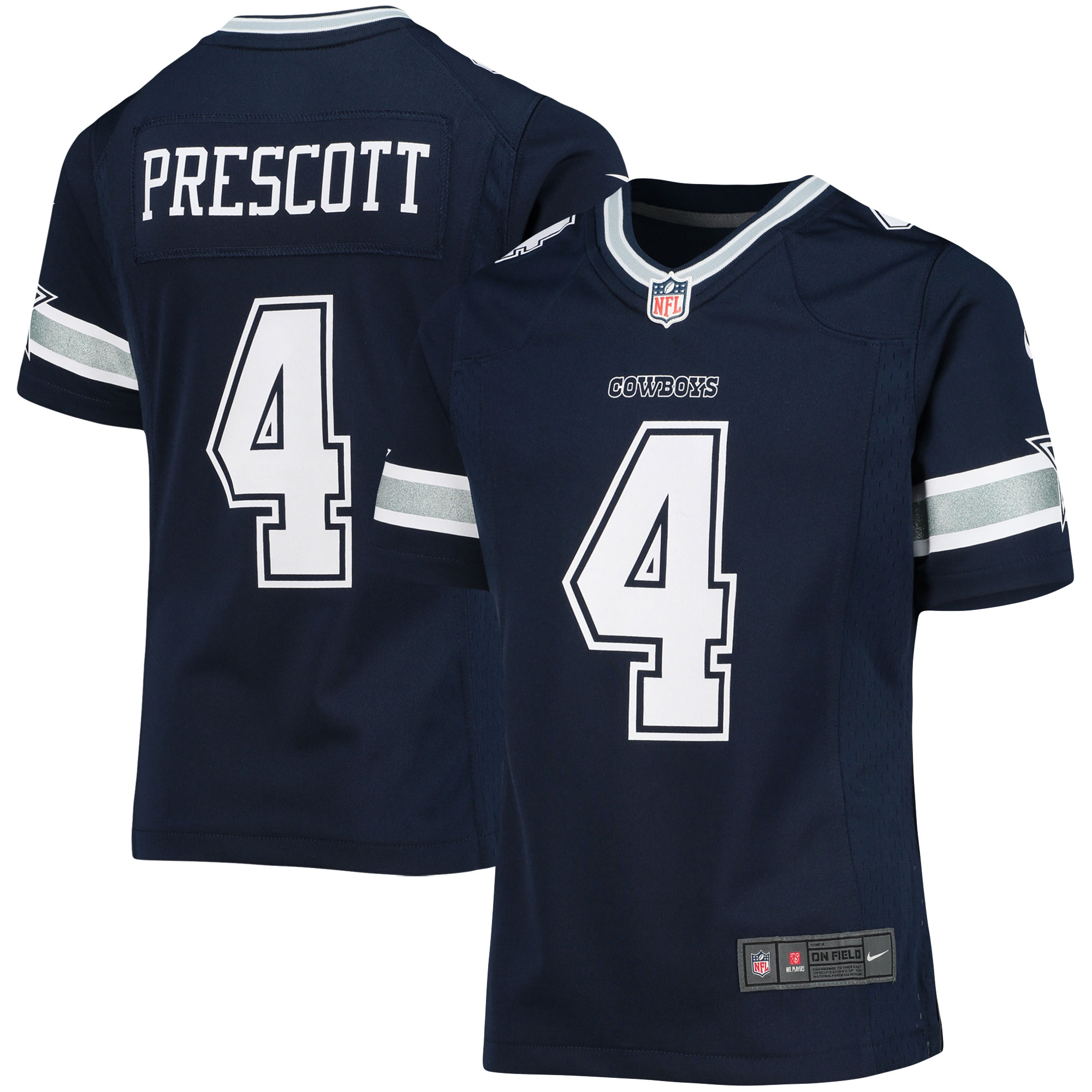 Girls Dallas Cowboys Dak Prescott Navy Team Game NFL Jersey Youth