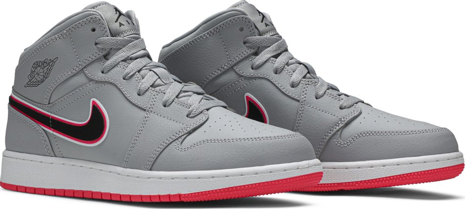 Air Jordan 1 Mid GS Wolf Grey Pink 555112-060