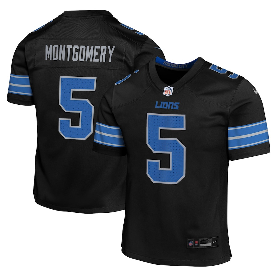 David Montgomery 5 Detroit Lions Alternate Player Game Black NFL Jersey Youth