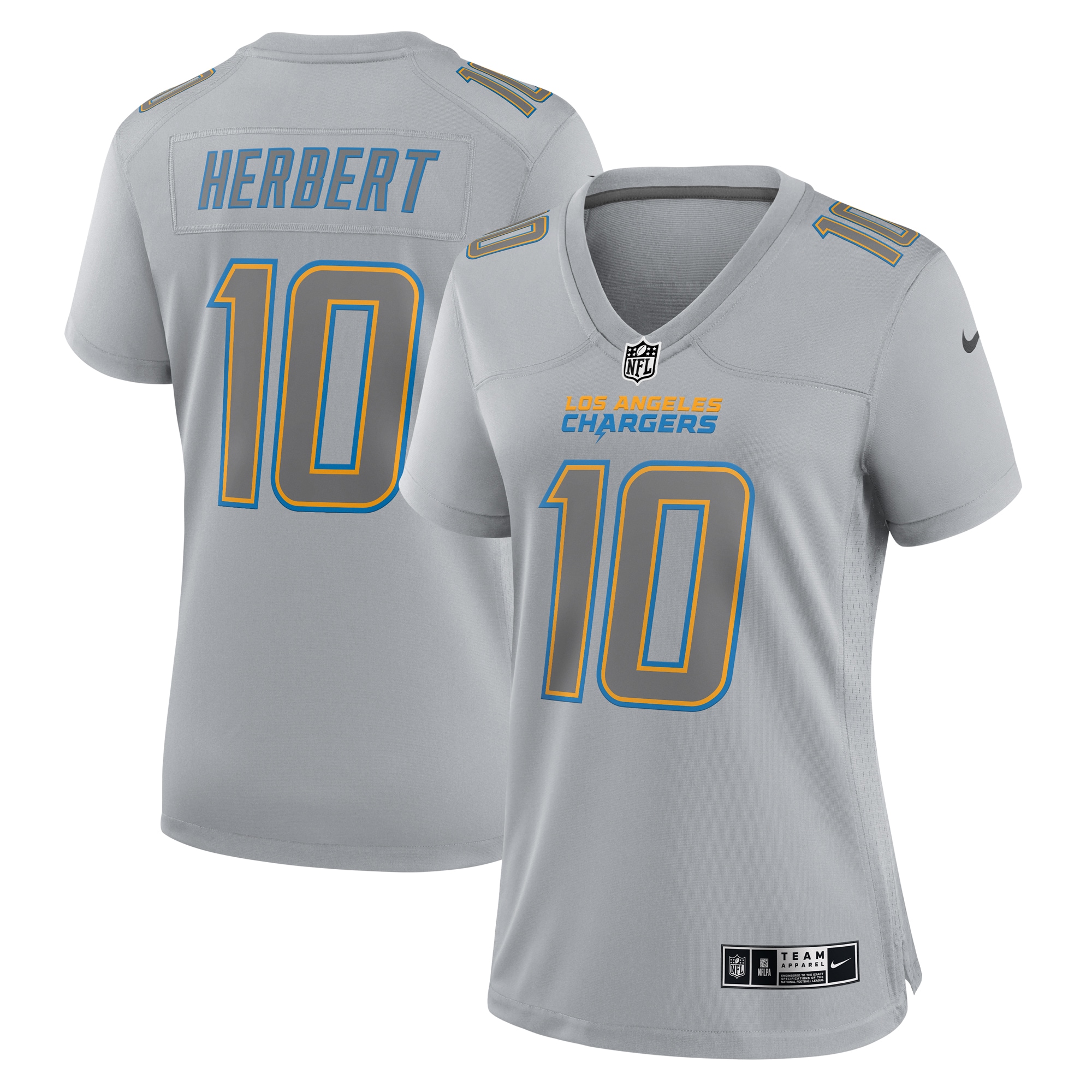 Los Angeles Chargers Justin Herbert Gray Atmosphere Fashion Game NFL Jersey Women's
