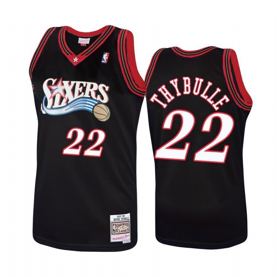 Philadelphia 76ers 22 Matisse Thybulle Hardwood Classics Black NBA Jersey Men's
