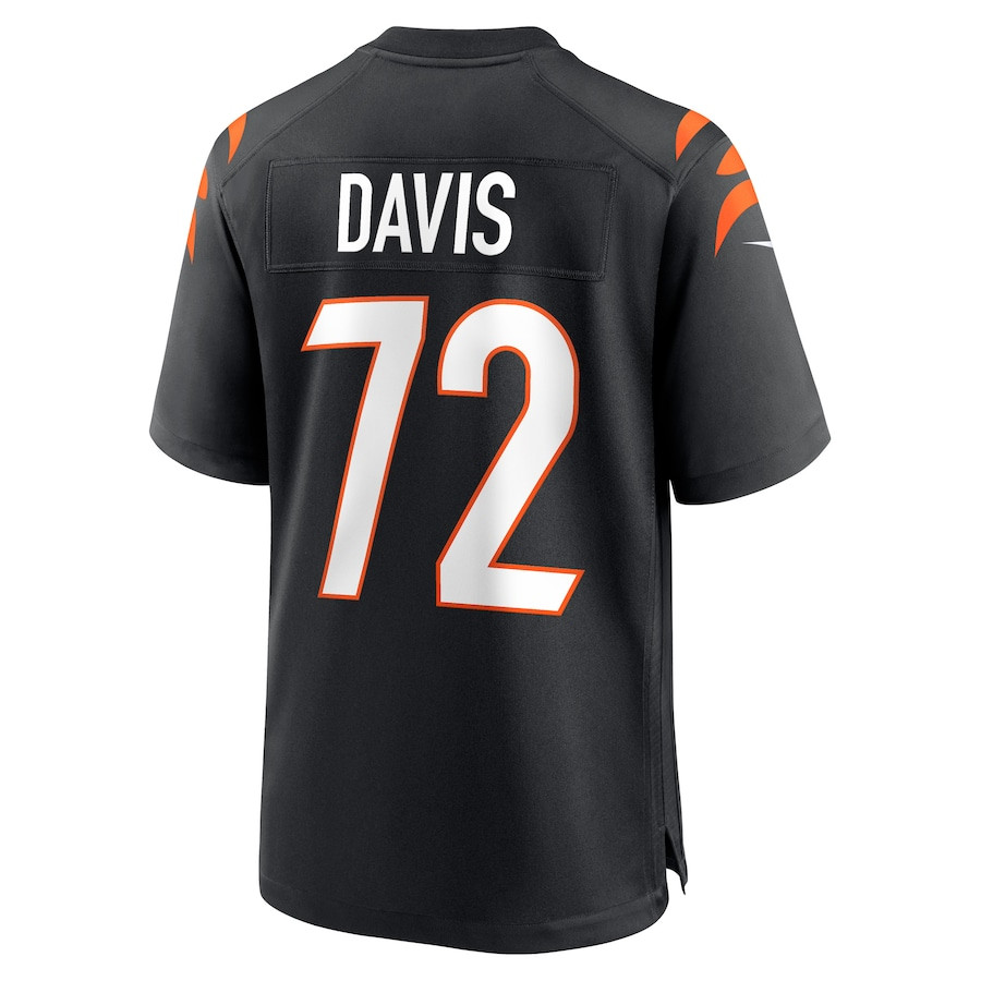 Domenique Davis 72 Cincinnati Bengals Team Game Black NFL Jersey Men's