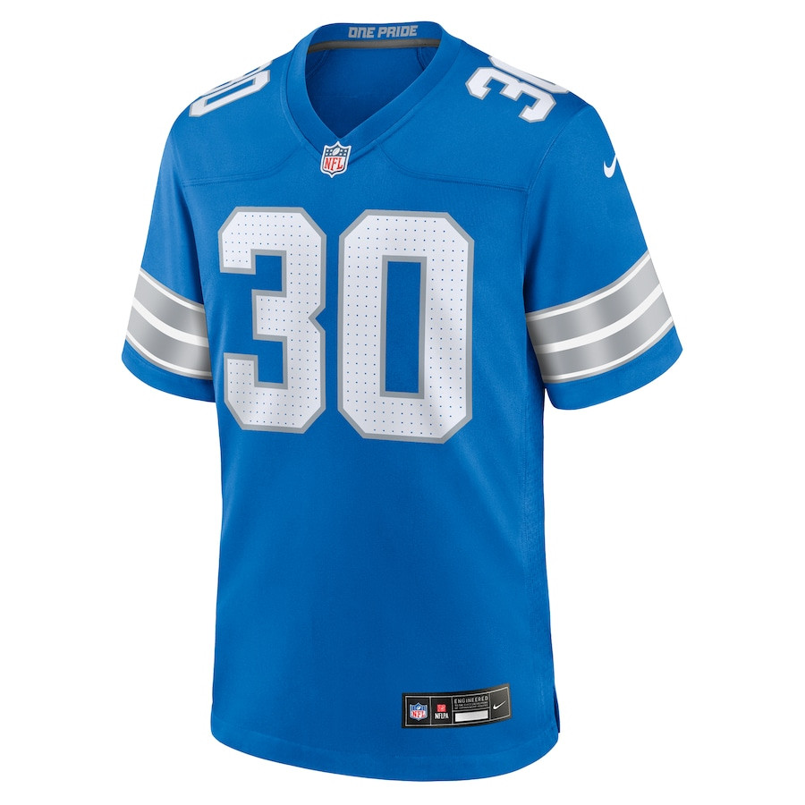 Khalil Dorsey 30 Detroit Lions Team Game Blue NFL Jersey Men's
