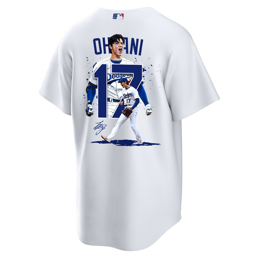 Shohei Ohtani 17 Los Angeles Dodgers Signed Number 2023 Home White MLB Jersey Men's