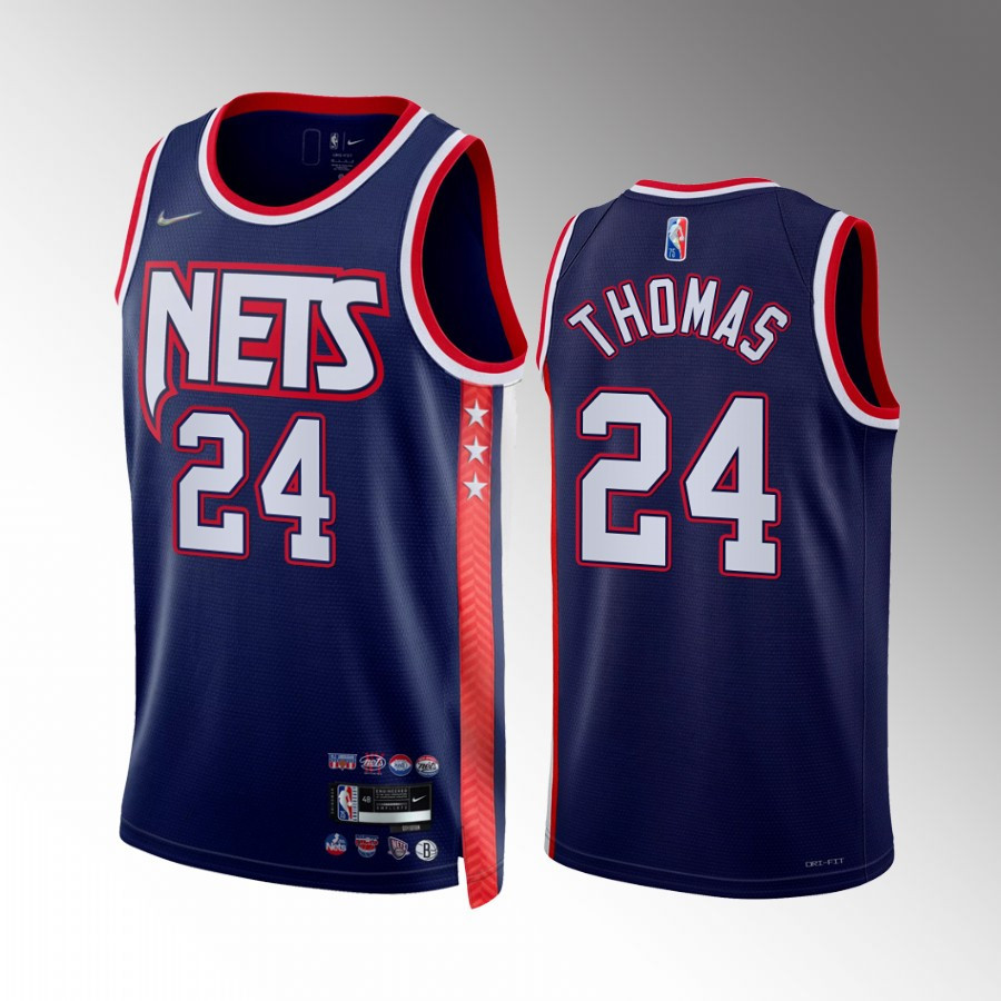 Cam Thomas 24 Brooklyn Nets Blue City Edition 75th Diamond NBA Jersey Men's
