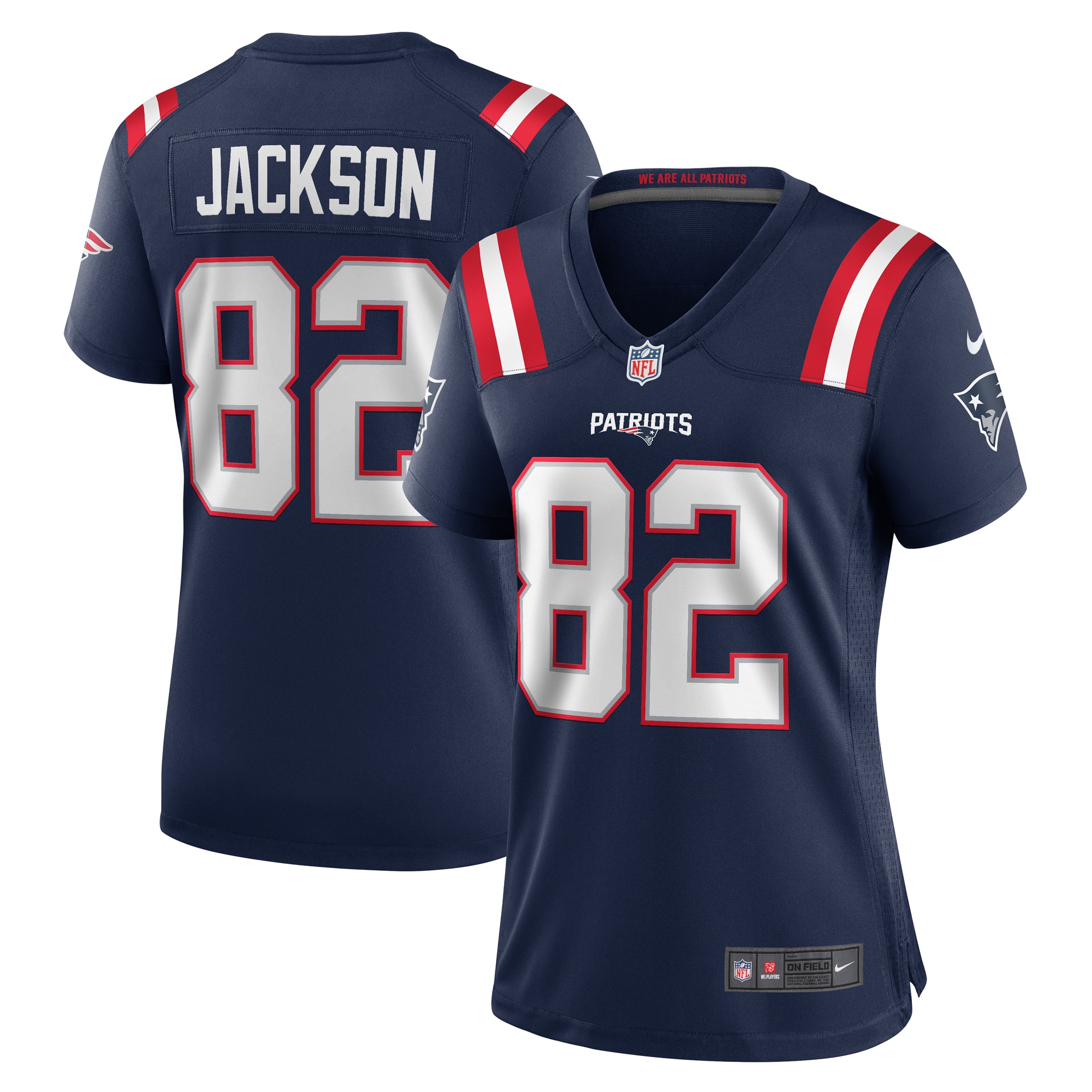New England Patriots JaQuae Jackson Navy Game NFL Jersey Women's