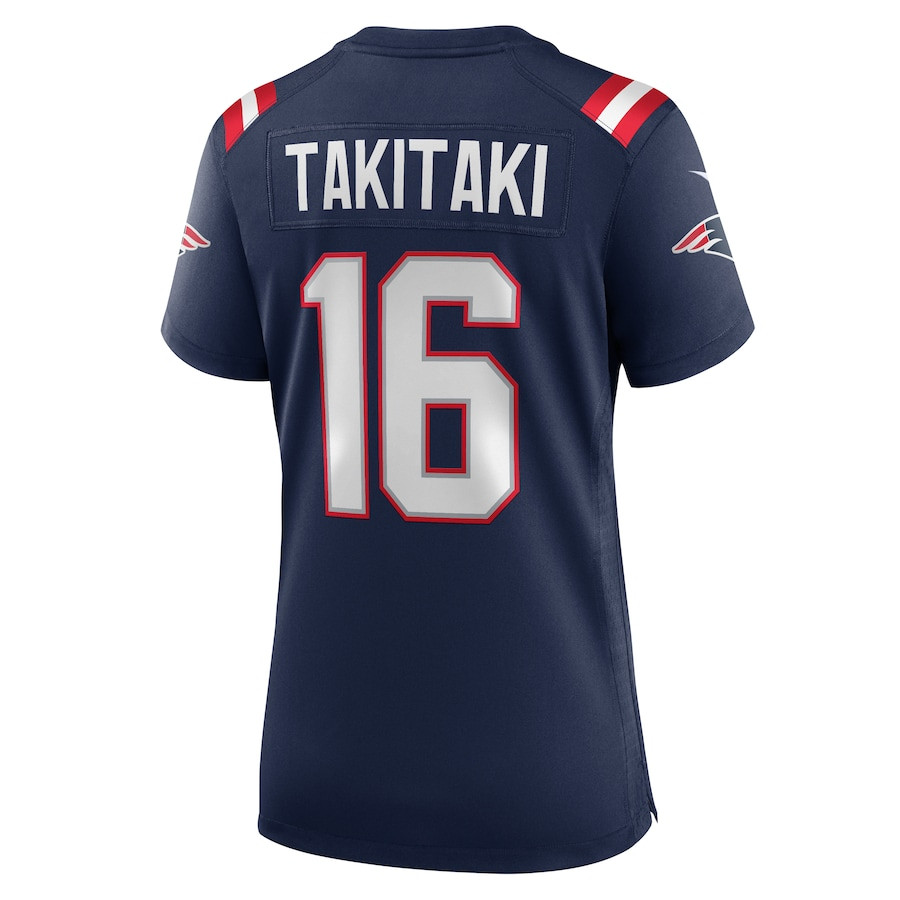 Sione Takitaki 16 New England Patriots Team Game Navy NFL Jersey Women's