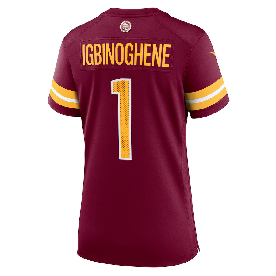 Noah Igbinoghene 1 Washington Commanders Game Burgundy NFL Jersey Women's