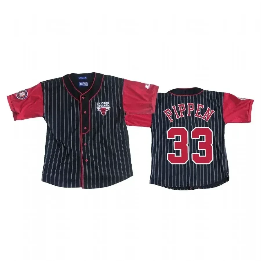 Chicago Bulls Scottie Pippen 33 Vintage Pinstripe NBA Jersey Men's