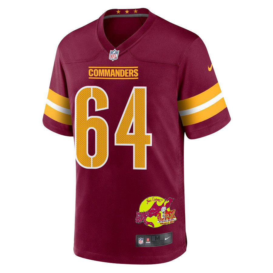 Sheldon Day 64 Washington Commanders Super Bowl LIX New Orleans Patch Game Burgundy NFL Jersey Men's