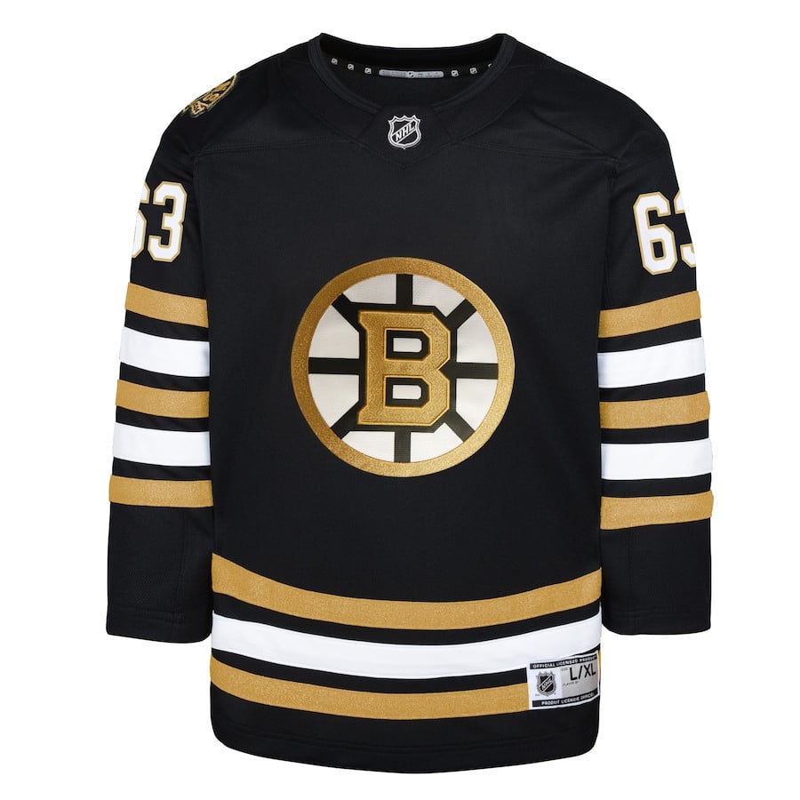 Brad Marchand 63 Boston Bruins 100th Anniversary Black NHL Jersey Youth