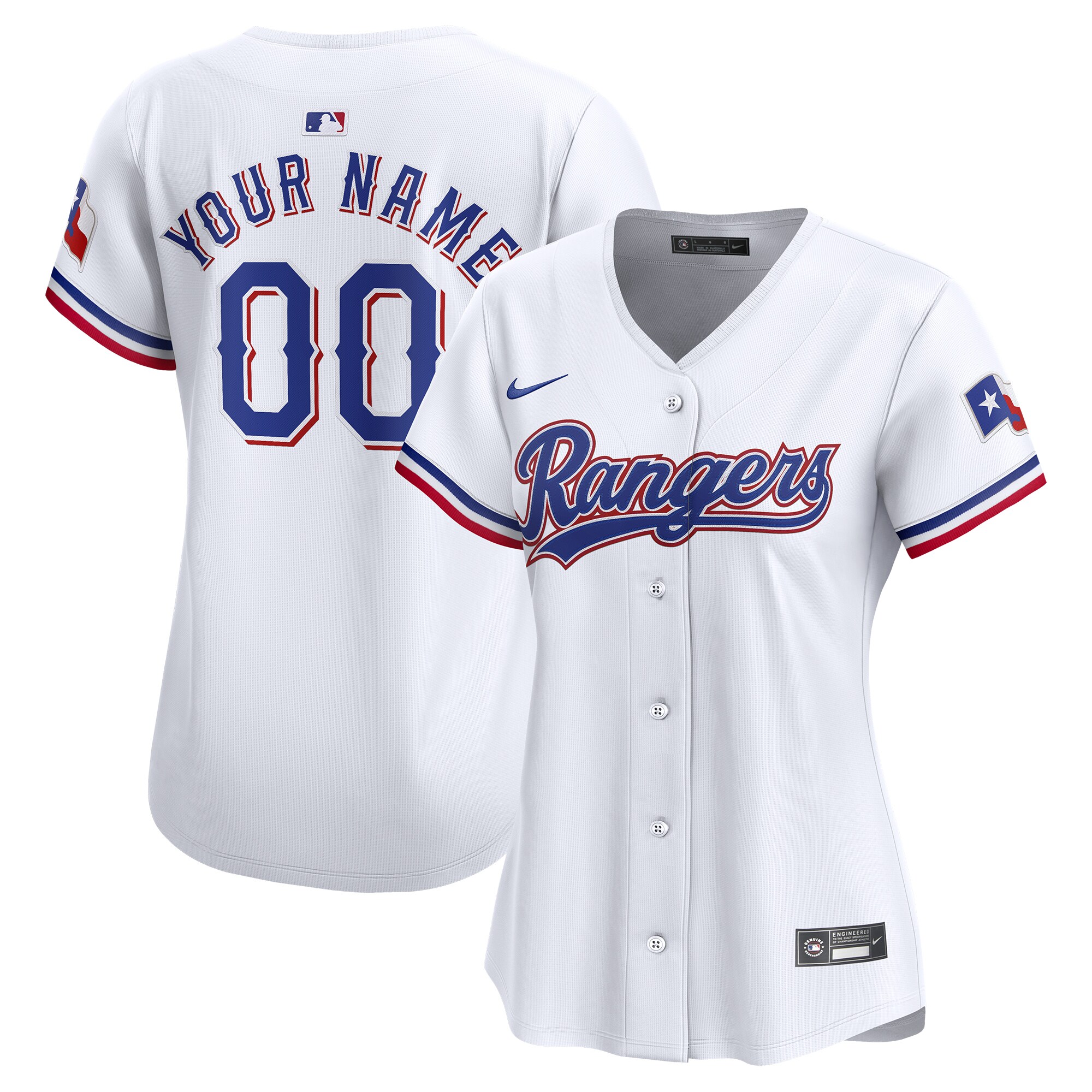 Texas Rangers White Home Limited Custom MLB Jersey Women's