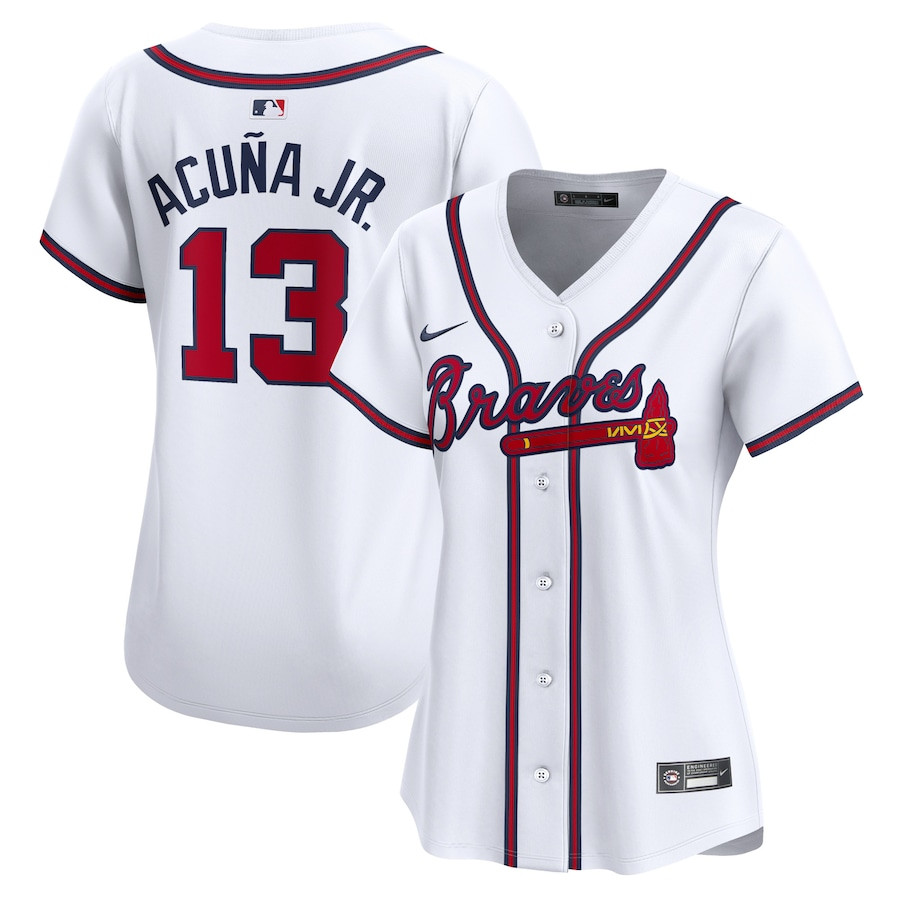 Ronald Acuna 13 Atlanta Braves Home Limited Player White MLB Jersey Women's