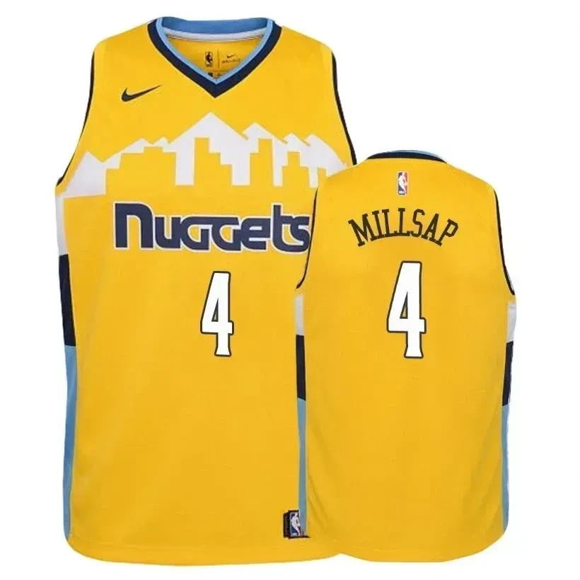 Denver Nuggets Paul Millsap 4 Statet Yellow NBA Jersey Youth