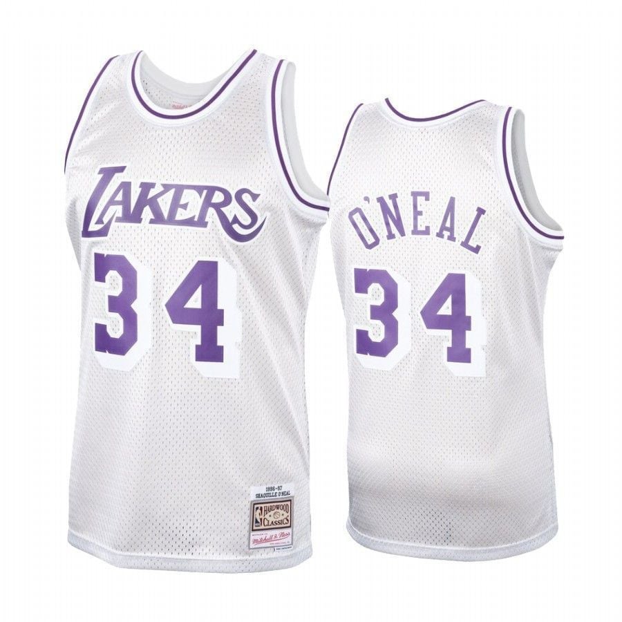 Los Angeles Lakers Shaquille O'neal Hardwood Classics Platinum NBA Jersey Men's