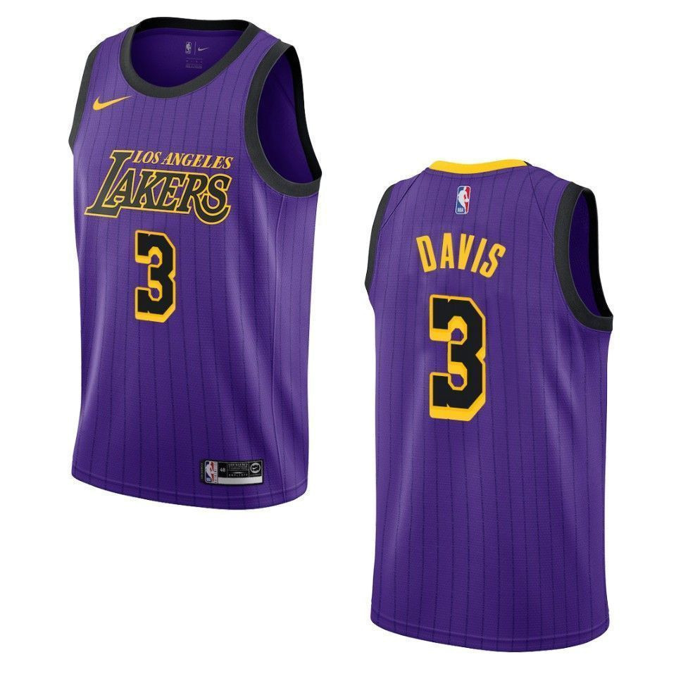 Los Angeles Lakers 3 Anthony Davis City Swingman Purple NBA Jersey Men's