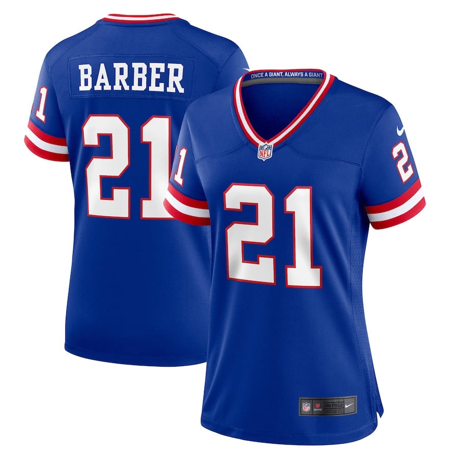 Tiki Barber 21 New York Giants Classic Retired Game Royal NFL Jersey Women's