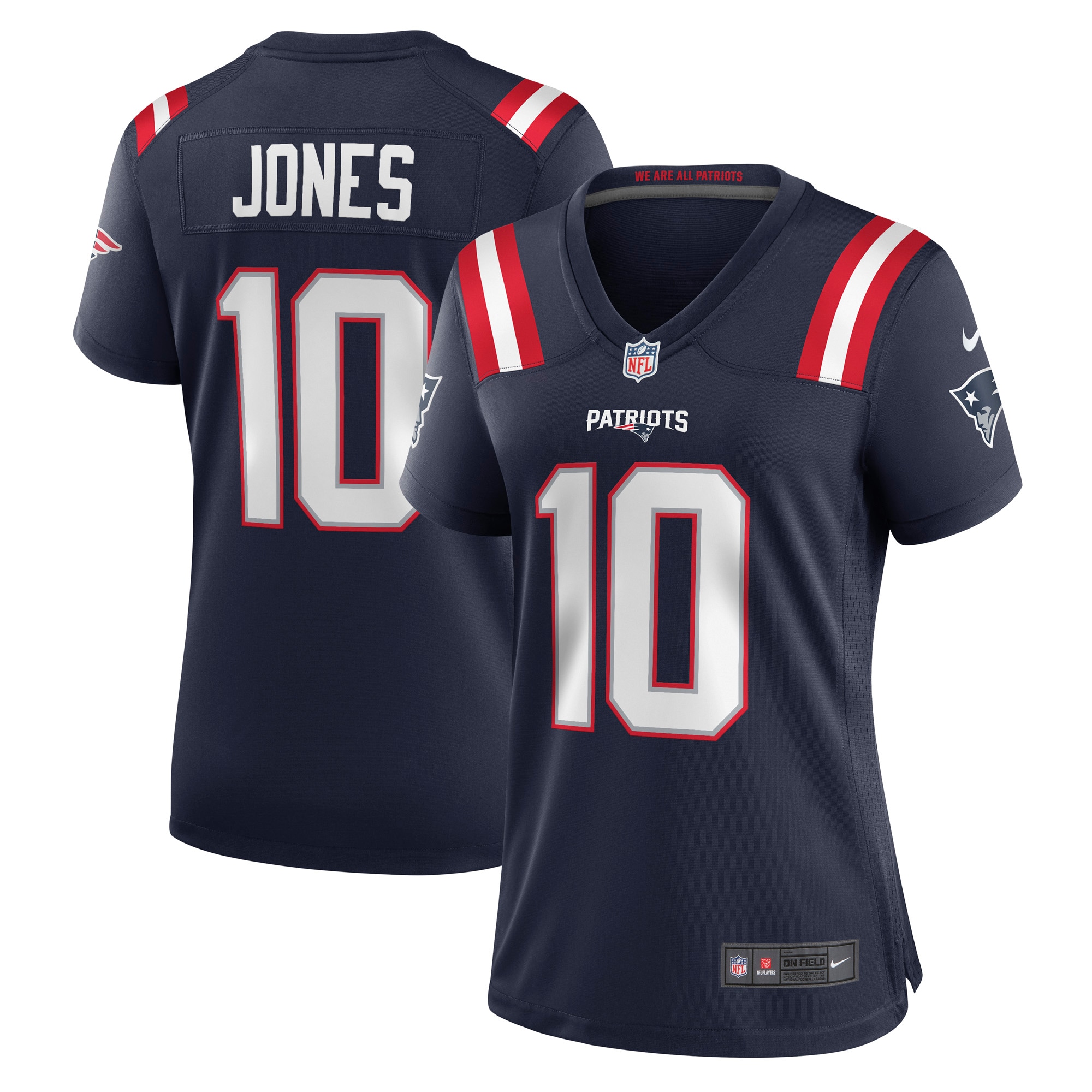 New England Patriots Mac Jones Navy Player NFL Jersey Women's