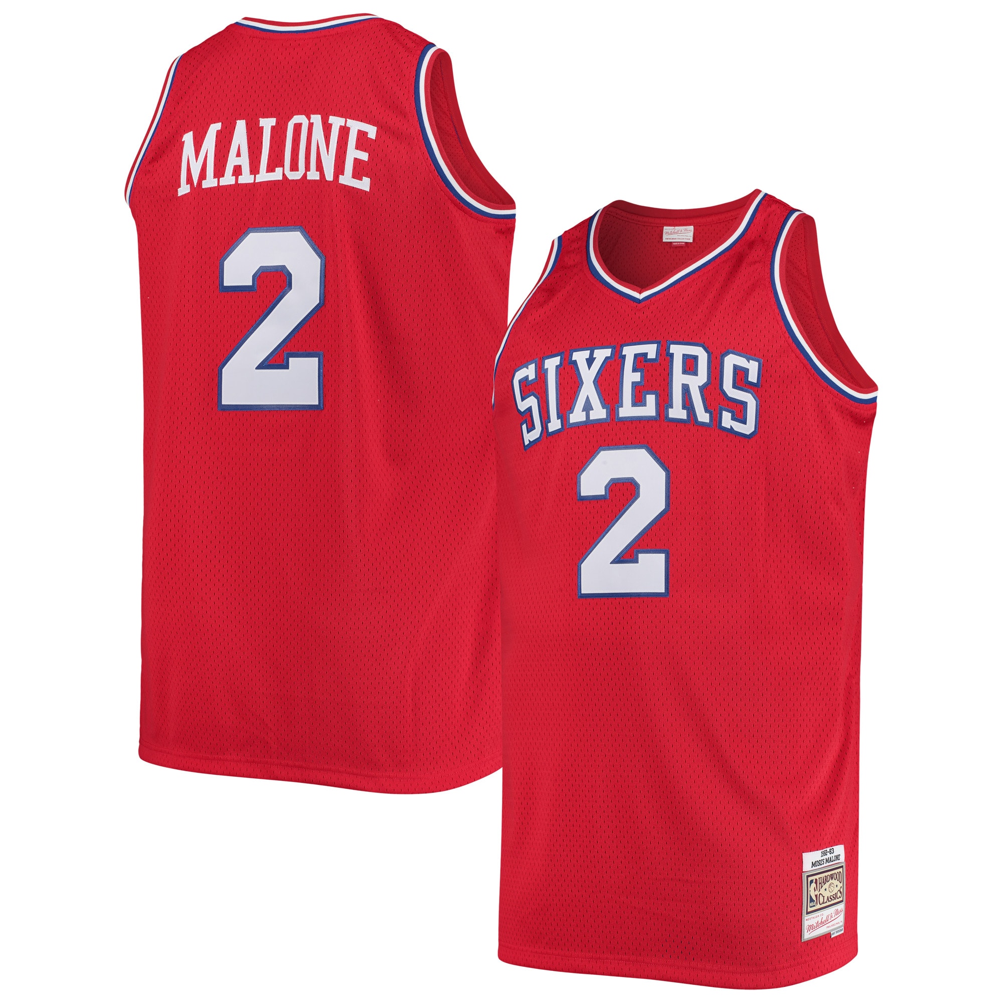 Mitchell Ness Moses Malone Red Philadelphia 76ers 1982/83 Big Tall Hardwood Classics Swingman NBA Jersey Men's