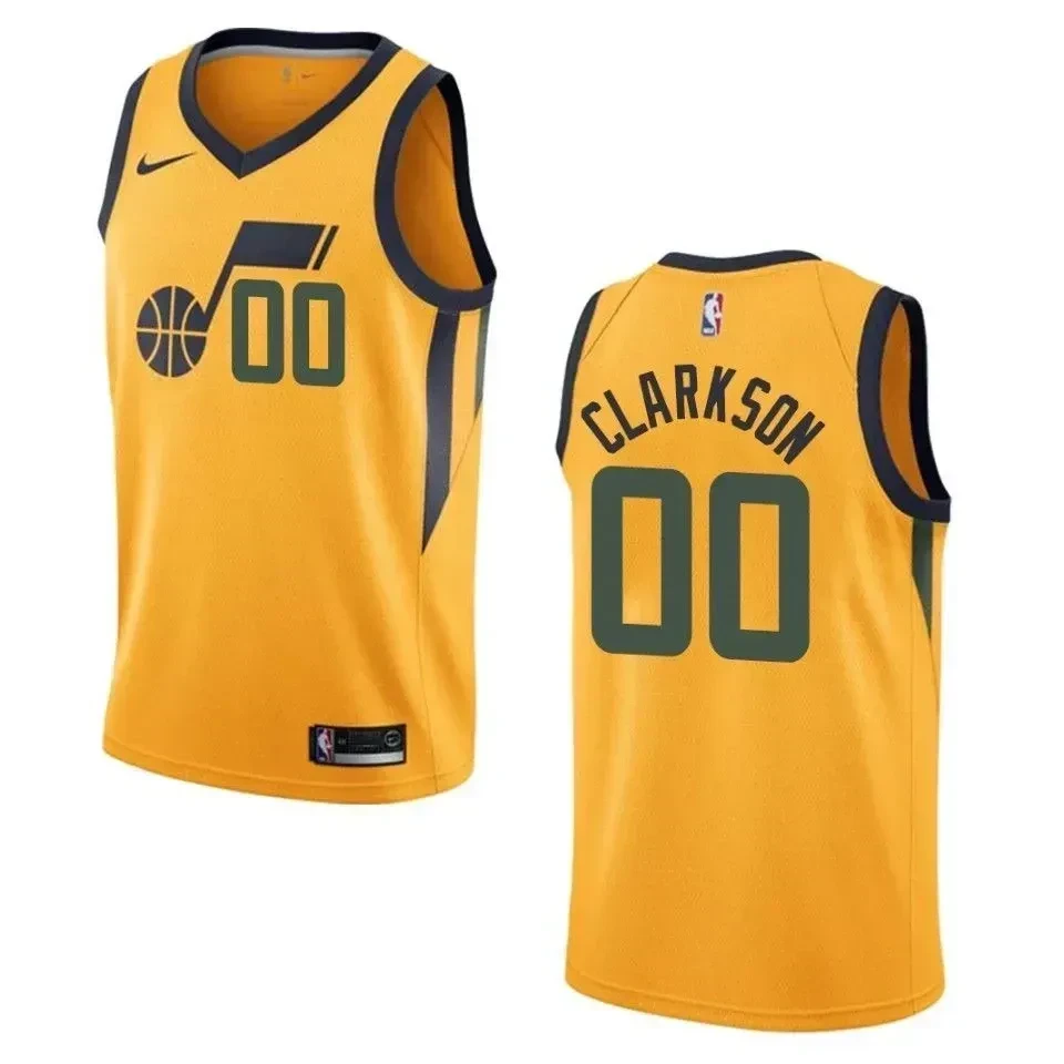 Utah Jazz 00 Jordan Clarkson Statement Swingman Gold NBA Jersey Men's