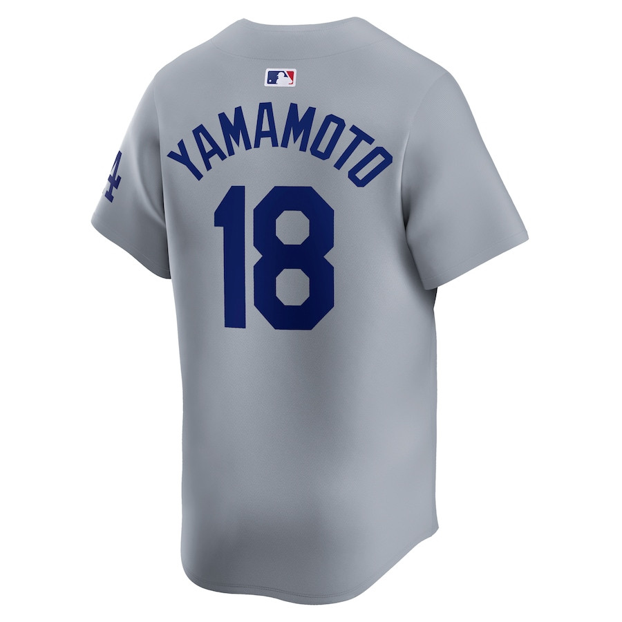 Yoshinobu Yamamoto 18 Los Angeles Dodgers 2024 World Series Alternate Limited Player Gray MLB Jersey Men's