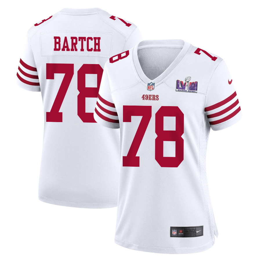 Ben Bartch 78 San Francisco 49ers Super Bowl LVIII Patch Game White NFL Jersey Women's