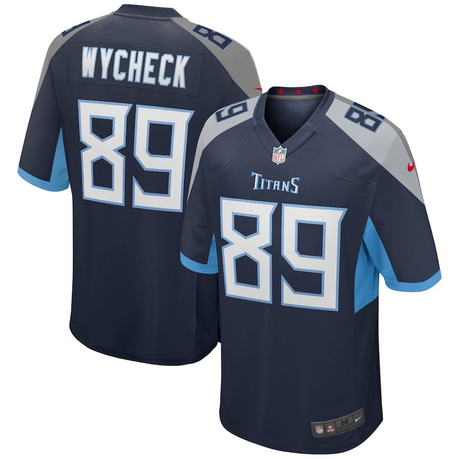 Frank Wycheck 89 Tennessee Titans Game Retired Navy NFL Jersey Men's