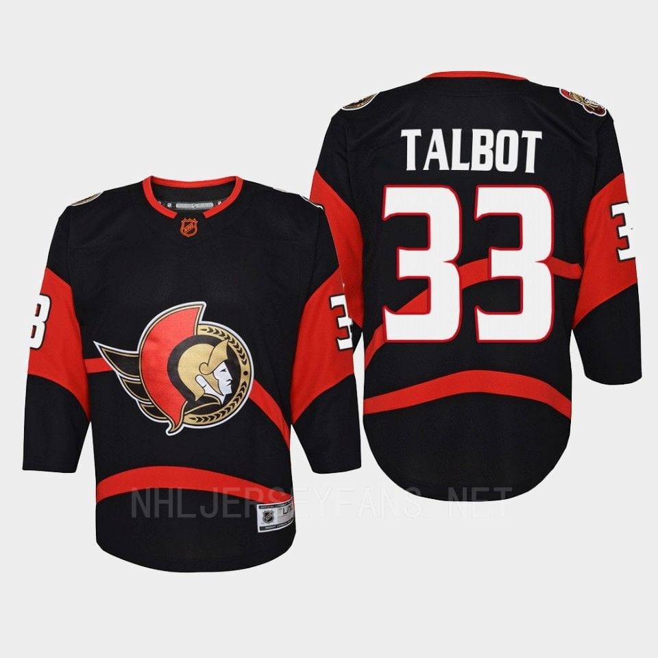 Ottawa Senators 33 Cam Talbot Reverse Retro Black Equipment, NHL Jersey Youth
