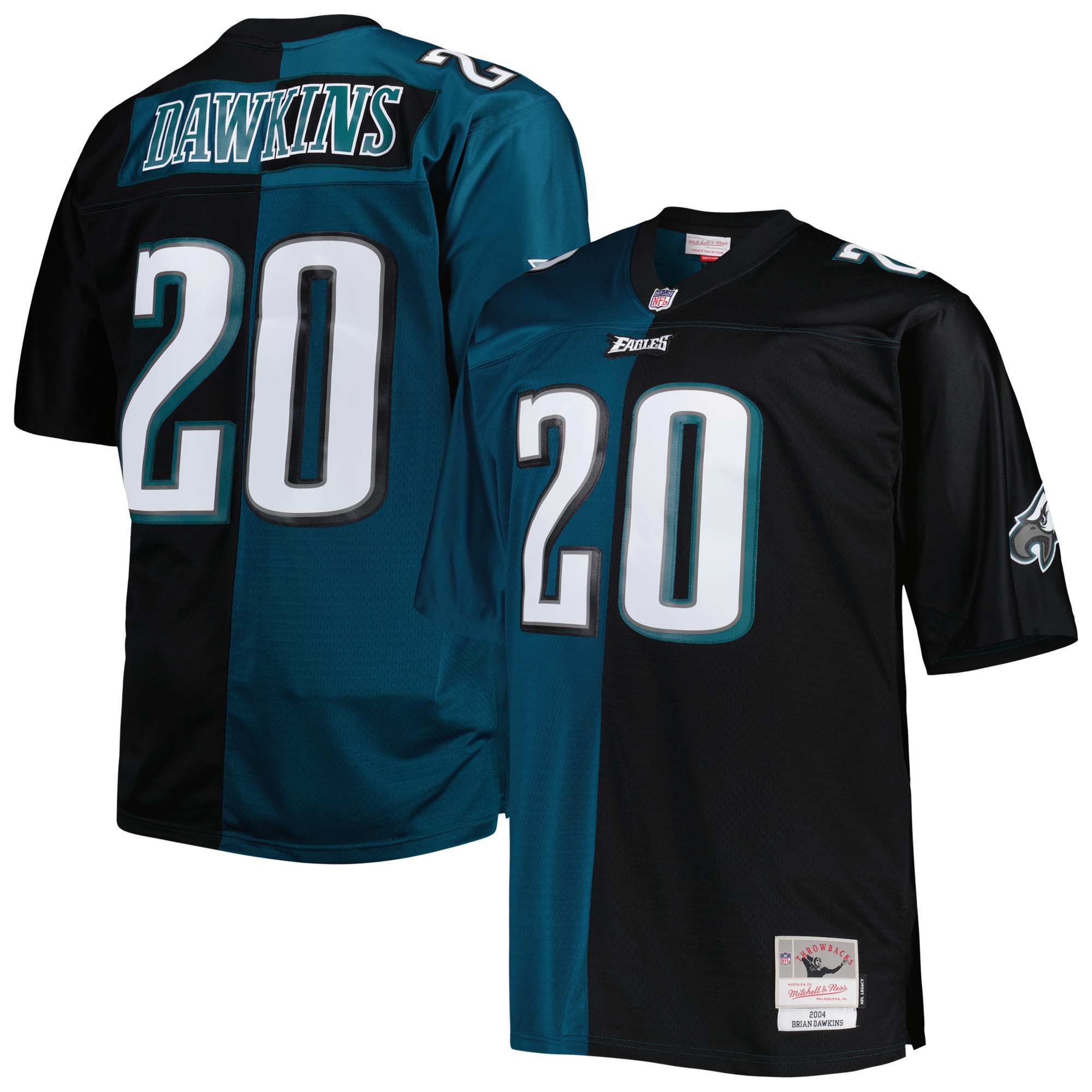 Philadelphia Eagles Brian Dawkins Mitchell Ness Midnight Green/Black Big Tall Split Legacy Retired Player NFL Jersey Men's