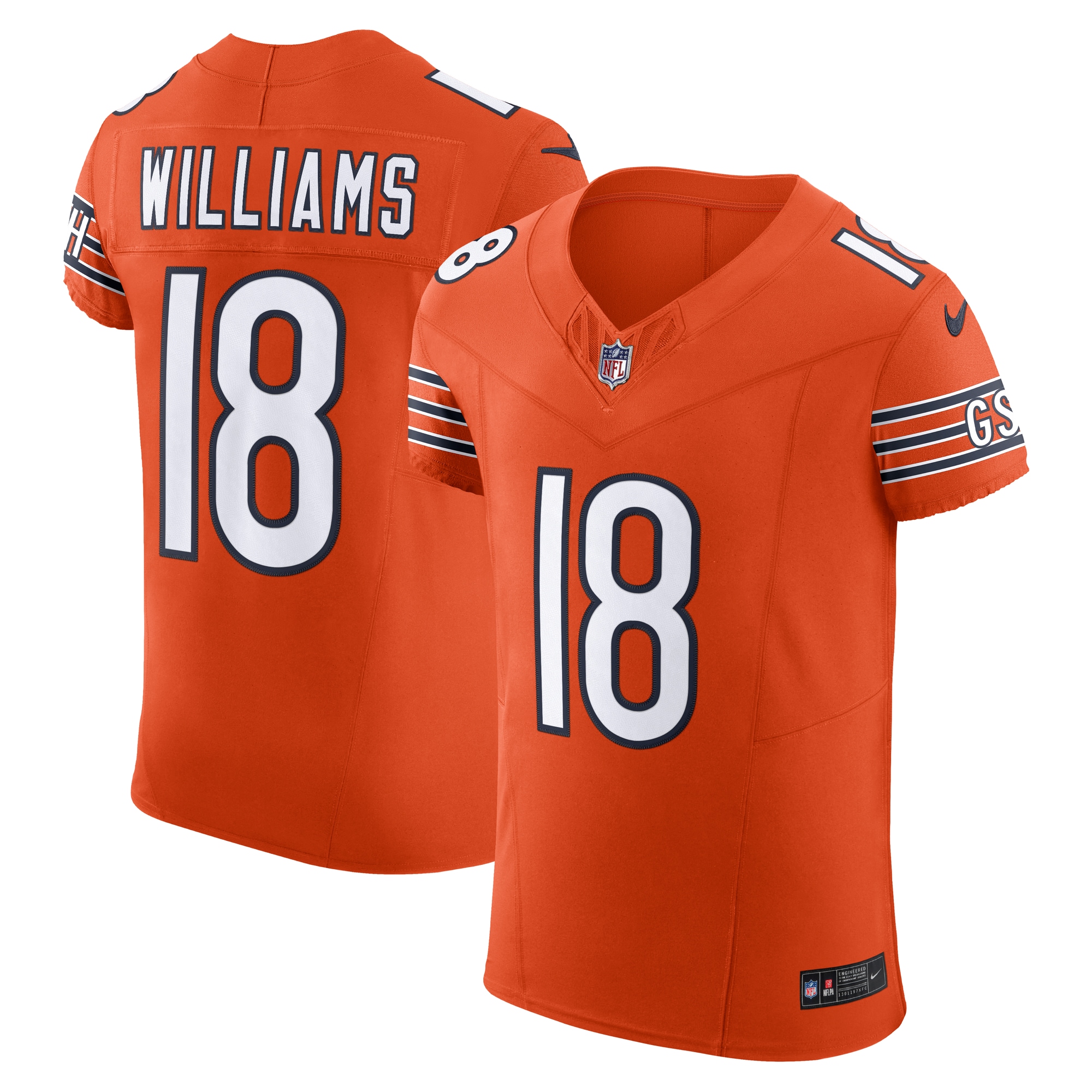 Chicago Bears Caleb Williams Orange Alternate Vapor F.U.S.E. Elite NFL Jersey Men's